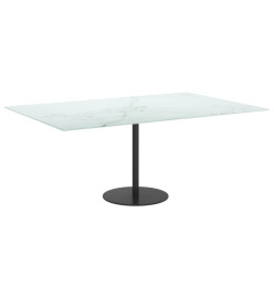 Dessus de table blanc 100x62 cm 8 mm verre trempé design marbre