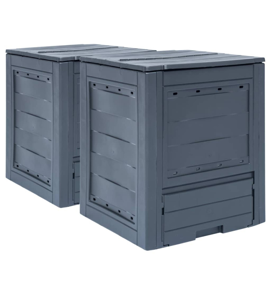 Composteurs de jardin 2 pcs Gris 60x60x73 cm 520 L