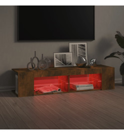 Meuble TV avec lumières LED chêne fumé 135x39x30 cm