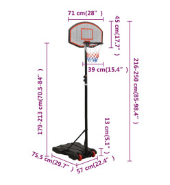 Support de basket-ball Noir 216-250 cm Polyéthylène