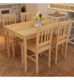 Table de salle à manger en bois avec 4 chaises Naturel