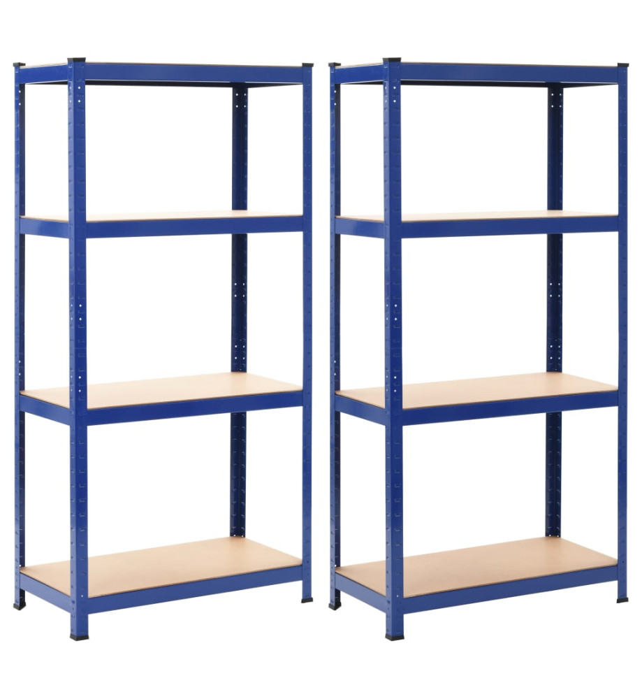 Étagères de rangement 2 pcs Bleu 80x40x160 cm Acier et MDF