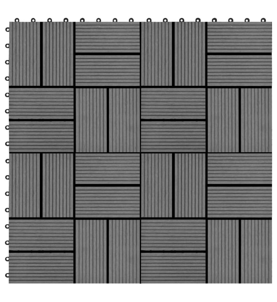 Carreau de terrasse 11 pcs WPC 30 x 30 cm 1 m² Gris