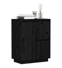 Buffet Noir 60x34x75 cm Bois massif de pin