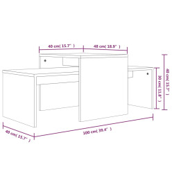 Ensemble table basse Chêne brun 100x48x40 cm Bois d'ingénierie