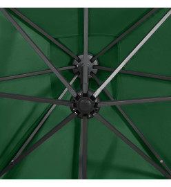 Parasol déporté avec mât et lumières LED Vert 300 cm