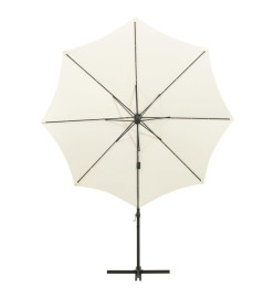 Parasol déporté avec mât et lumières LED Sable 300 cm