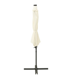 Parasol déporté avec mât et lumières LED Sable 300 cm