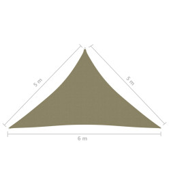 Voile de parasol Tissu Oxford triangulaire 5x5x6 m Beige