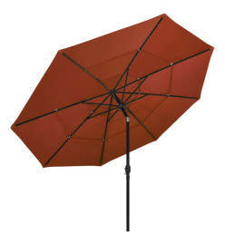 Parasol à 3 niveaux avec mât en aluminium Terre cuite 3,5 m