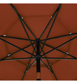 Parasol à 3 niveaux avec mât en aluminium Terre cuite 3,5 m