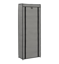 Armoire à chaussures avec housse Gris 57x29x162 cm Tissu