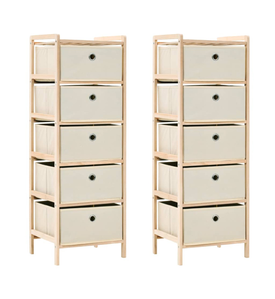 Étagères de rangement avec 5 paniers en tissu 2 pcs Beige Cèdre