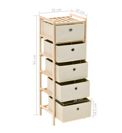 Étagères de rangement avec 5 paniers en tissu 2 pcs Beige Cèdre