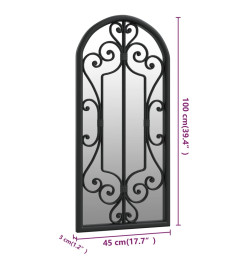 Miroir de jardin Noir 100x45 cm Fer pour utilisation extérieure