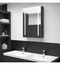 Armoire de salle de bain à miroir LED noir brillant 50x13x70 cm