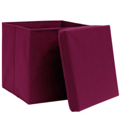 Boîtes de rangement avec couvercles 4pcs 28x28x28cm Rouge foncé