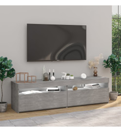 Meubles TV 2 pcs avec lumières LED Gris béton 75x35x40 cm