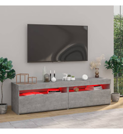 Meubles TV 2 pcs avec lumières LED Gris béton 75x35x40 cm