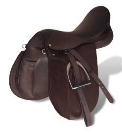 Set de selle équitation 17,5" en cuir véritable 18 cm 5 en 1 brun