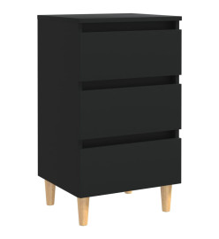 Tables de chevet avec pieds en bois 2 pcs Noir 40x35x69 cm