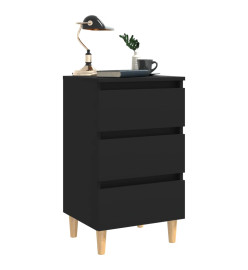 Tables de chevet avec pieds en bois 2 pcs Noir 40x35x69 cm