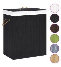 Panier à linge avec 2 sections bambou noir 100 L