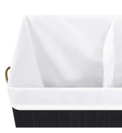 Panier à linge avec 2 sections bambou noir 100 L