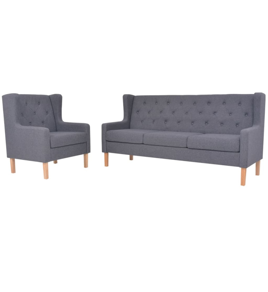 Ensemble de canapés 2 pcs tissu gris