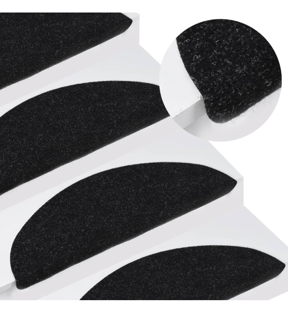 Tapis d'escalier auto-adhésifs 10 pcs noir 56x17x3 cm