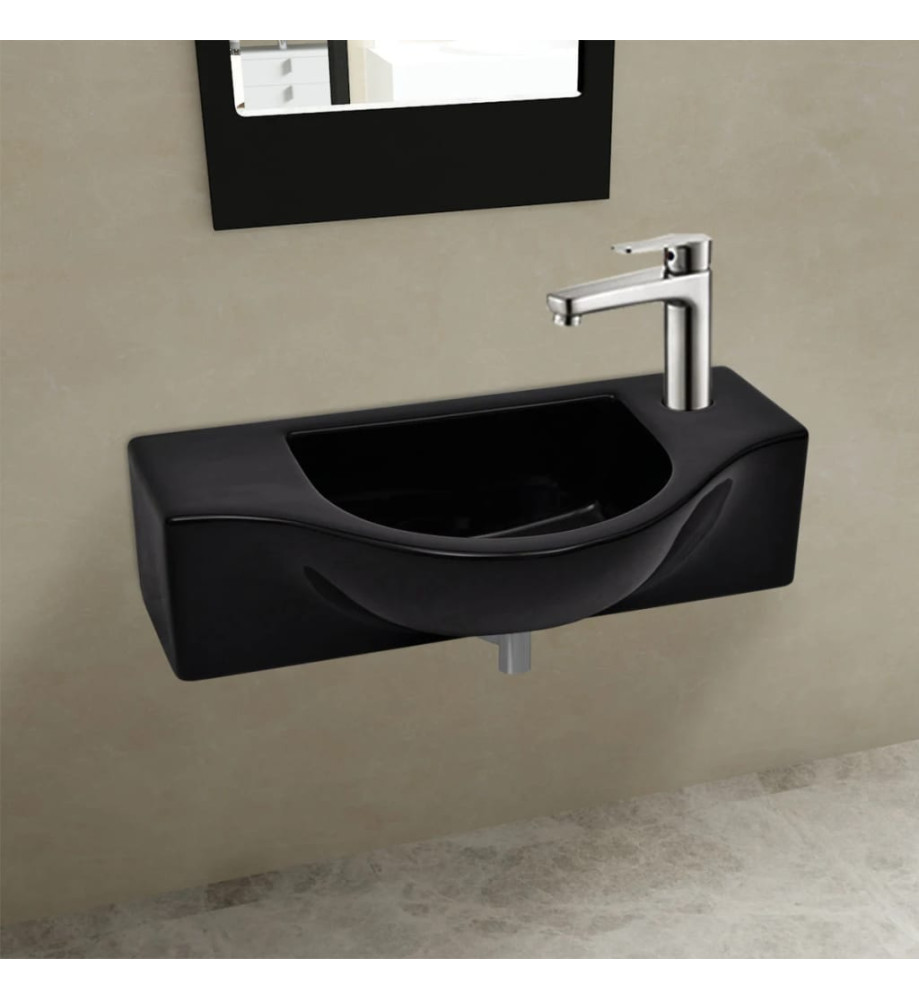 Vasque à trou pour robinet céramique Noir pour salle de bain