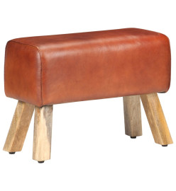 Banc saut de cheval 58cm Marron Cuir véritable et bois manguier