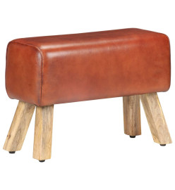 Banc saut de cheval 58cm Marron Cuir véritable et bois manguier