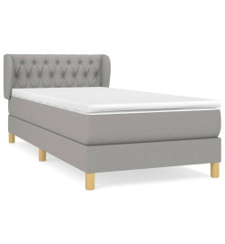 Lit à sommier tapissier et matelas Gris clair 90x190 cm Tissu