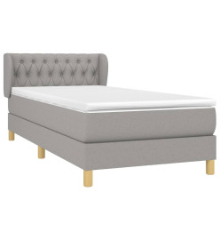 Lit à sommier tapissier et matelas Gris clair 90x190 cm Tissu