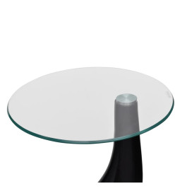 Table basse et dessus de table Verre rond Noir brillant 2 pcs