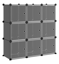 Cubes de rangement 9 pcs avec portes Noir PP