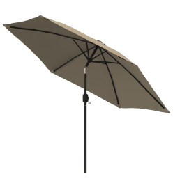 Parasol d'extérieur avec LED et mât en acier 300 cm Taupe