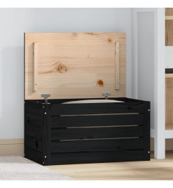 Boîte de rangement Noir 59,5x36,5x33 cm Bois massif de pin