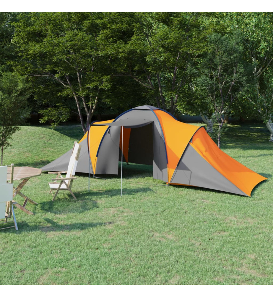 Tente de camping pour 6 personnes gris et orange