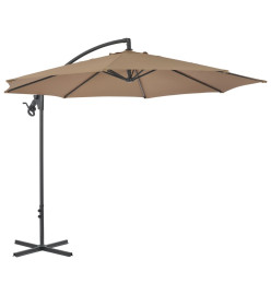 Parasol en porte-à-feux avec poteau en acier 300 cm Taupe