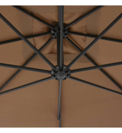 Parasol en porte-à-feux avec poteau en acier 300 cm Taupe