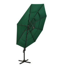 Parasol à 4 niveaux avec mât en aluminium Vert 3x3 m