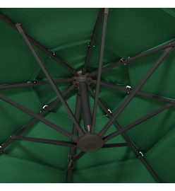 Parasol à 4 niveaux avec mât en aluminium Vert 3x3 m