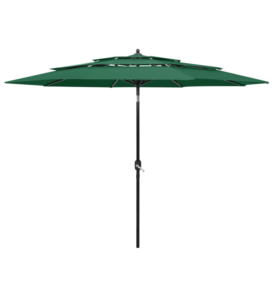 Parasol à 3 niveaux avec mât en aluminium Vert 3 m