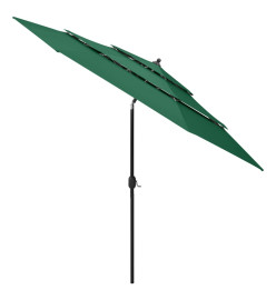 Parasol à 3 niveaux avec mât en aluminium Vert 3 m