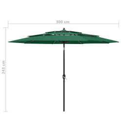 Parasol à 3 niveaux avec mât en aluminium Vert 3 m