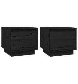 Tables de chevet 2 pcs Noir 35x34x32 cm Bois de pin solide