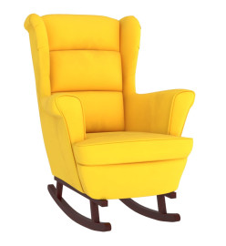 Fauteuil à bascule pieds en bois massif d'hévéa Jaune Velours