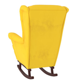 Fauteuil à bascule pieds en bois massif d'hévéa Jaune Velours